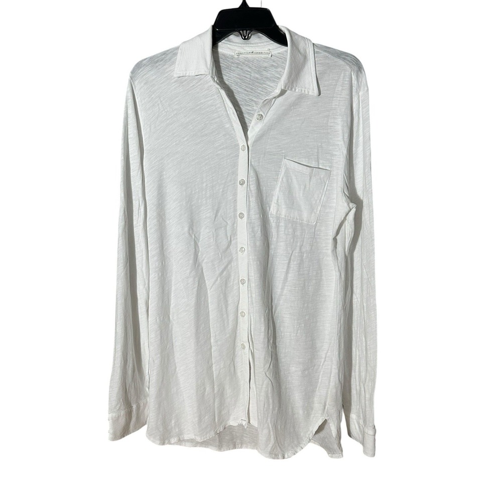 Peruvian Connection‎ Shirt Women's Large White Pima Cotton Long Sleeve #O14-3